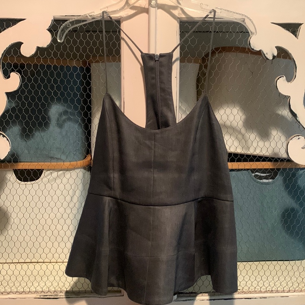 Tibi Wesson linen peplum top, storm grey, size 8, EUC,  was $90 now $75